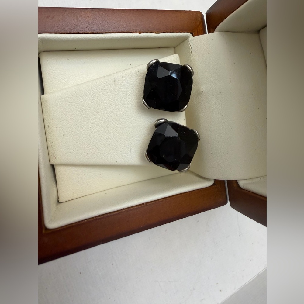 Black Square Faceted Stud Earrings